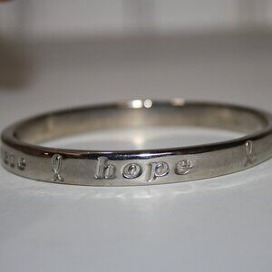 Hope Promise Celebrate Circle of Hope Silver Bangle bracelet 2.5" wide across